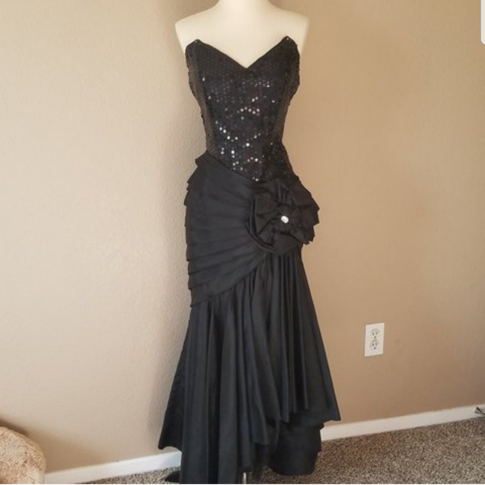 Lillie Rubin Vintage Black Strapless Gown